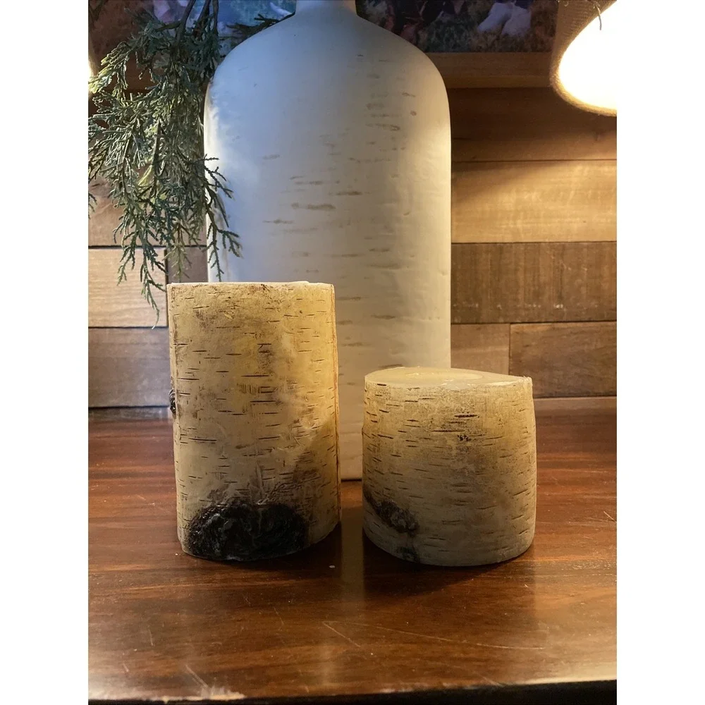 New (2) Pottery Barn Birch Candle 4x6